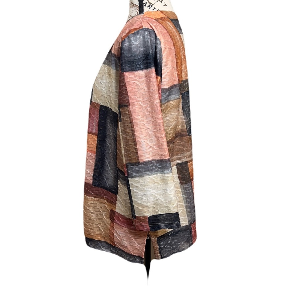 Alfred Dunner Multicolor Patchwork Textured Top M… - image 3
